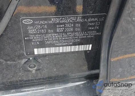 2017 Hyundai Elantra Se z USA, uszkodzony, nr VIN 5NPD84LF0HH016084